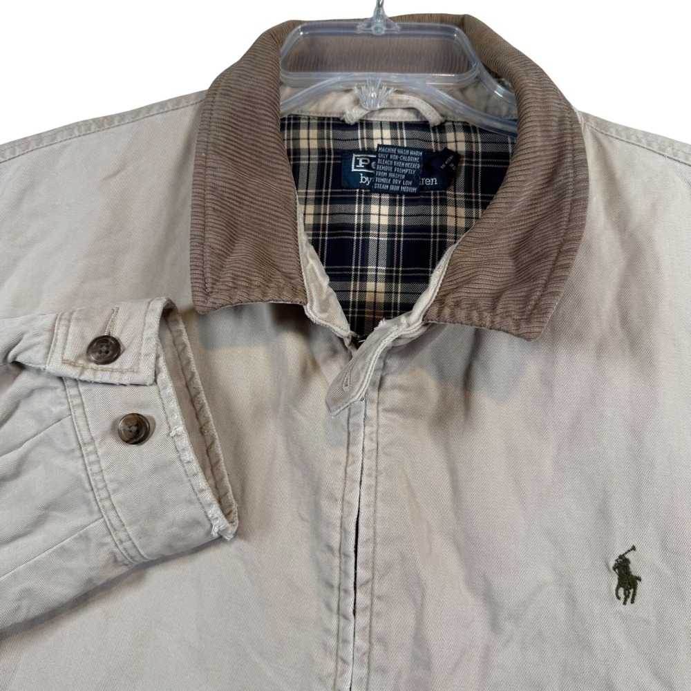 Polo Ralph Lauren Harrington Jacket Mens XXL Beige Corduroy Collar Plaid Lined